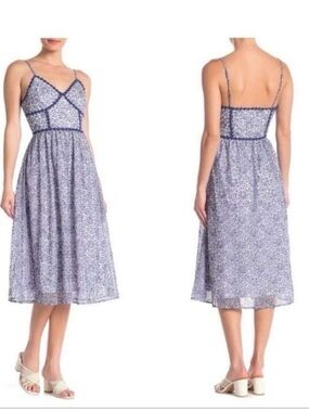 NSR Blue Lace Balconette Midi Dress